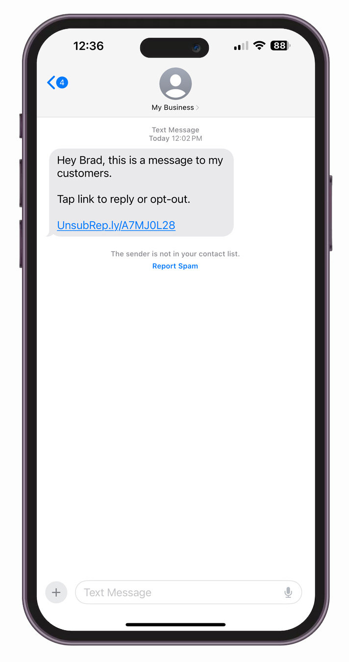 Unsub Reply Message