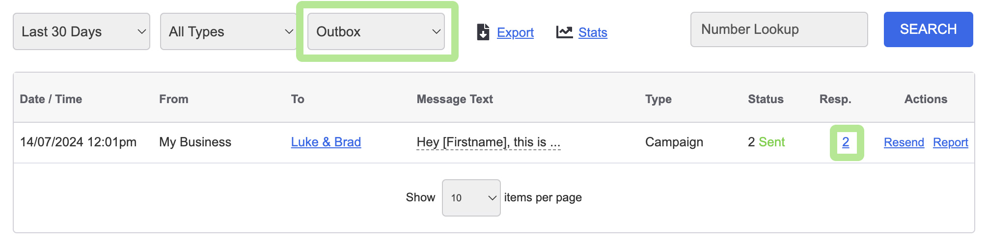Overview Outbox Replies