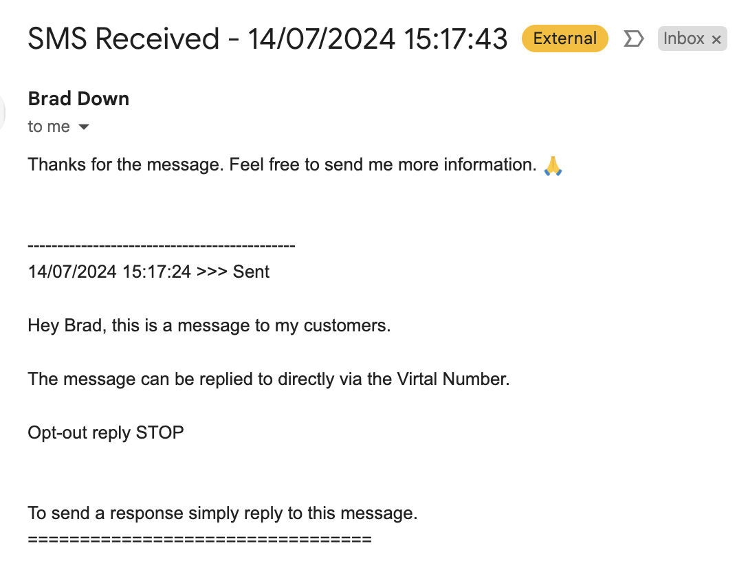 Send SMS Reply Options Email Forward