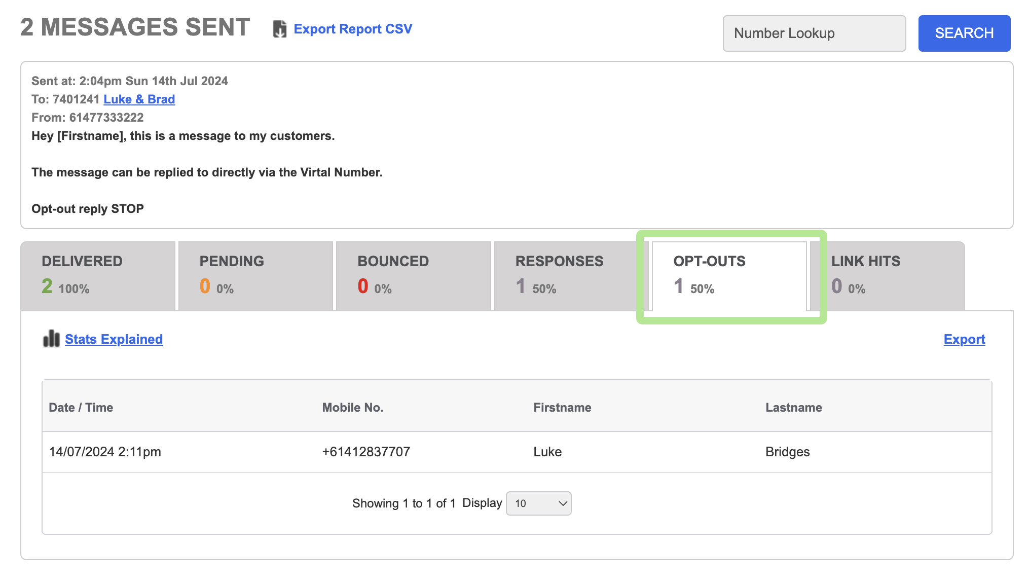 VMN Report Opt Outs